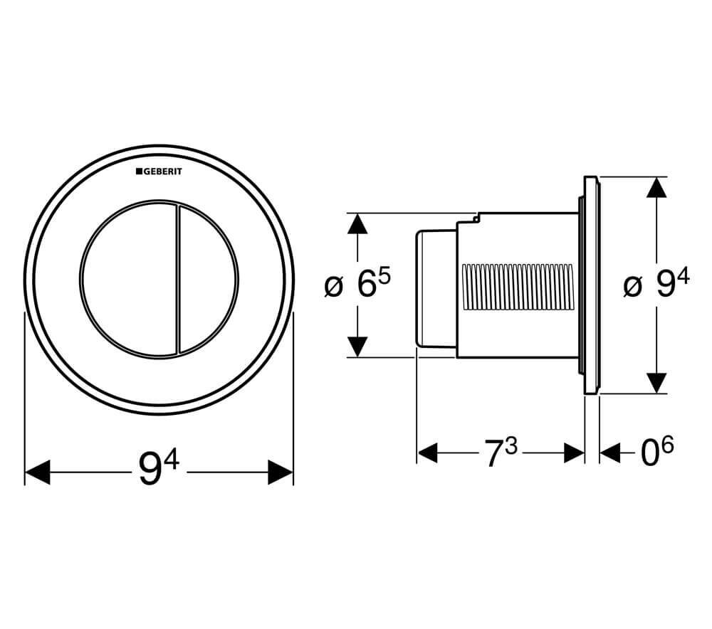 Plaque de déclenchement déportée pneumatique Geberit Type 01 round, pour rinçage double touche pour construction massive et cloison sèche — vue 4