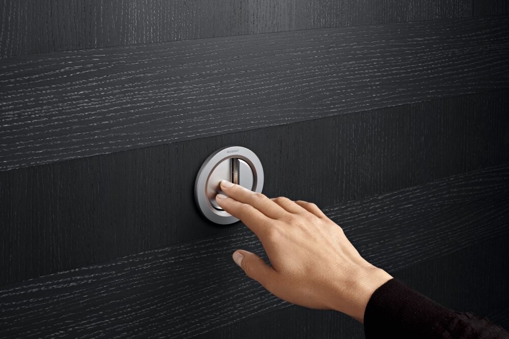 Geberit Type 01 Round Pneumatic Remote Actuation Plate, for dual-flush systems for solid and drywall construction
