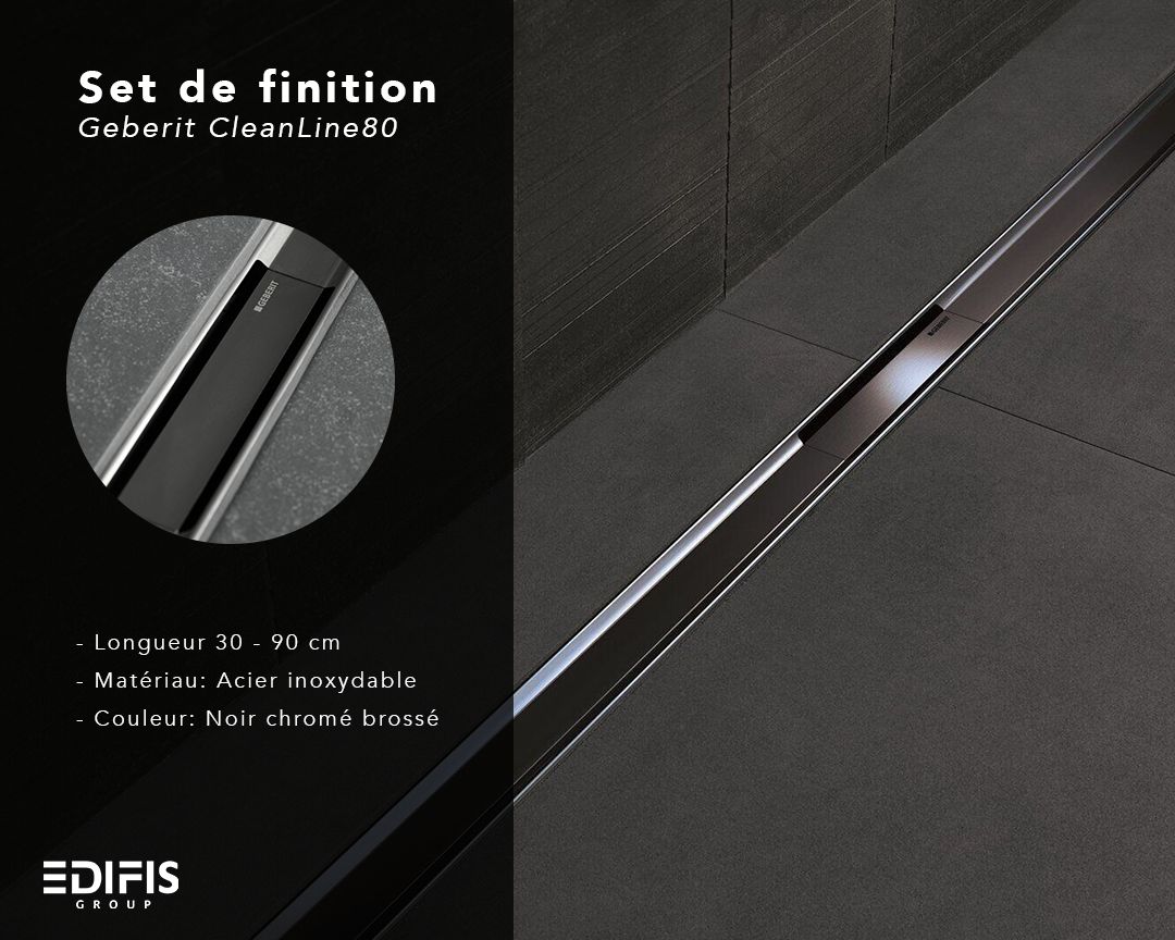 Set de finition Geberit CleanLine80 - Noir chromé / brossé - Longueur 30 - 90 cm