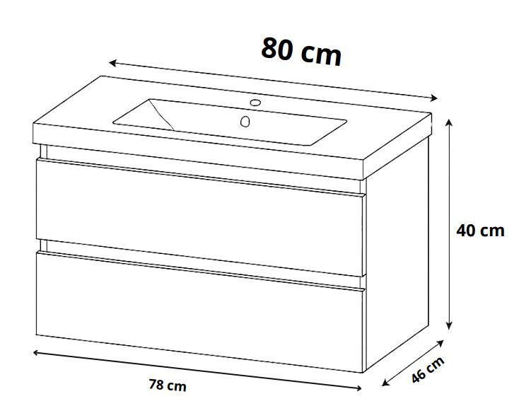 Meuble de salle de bains à deux tiroirs pour lavabo Geberit Selnova Square 80 cm (sans vasque) - vue 7