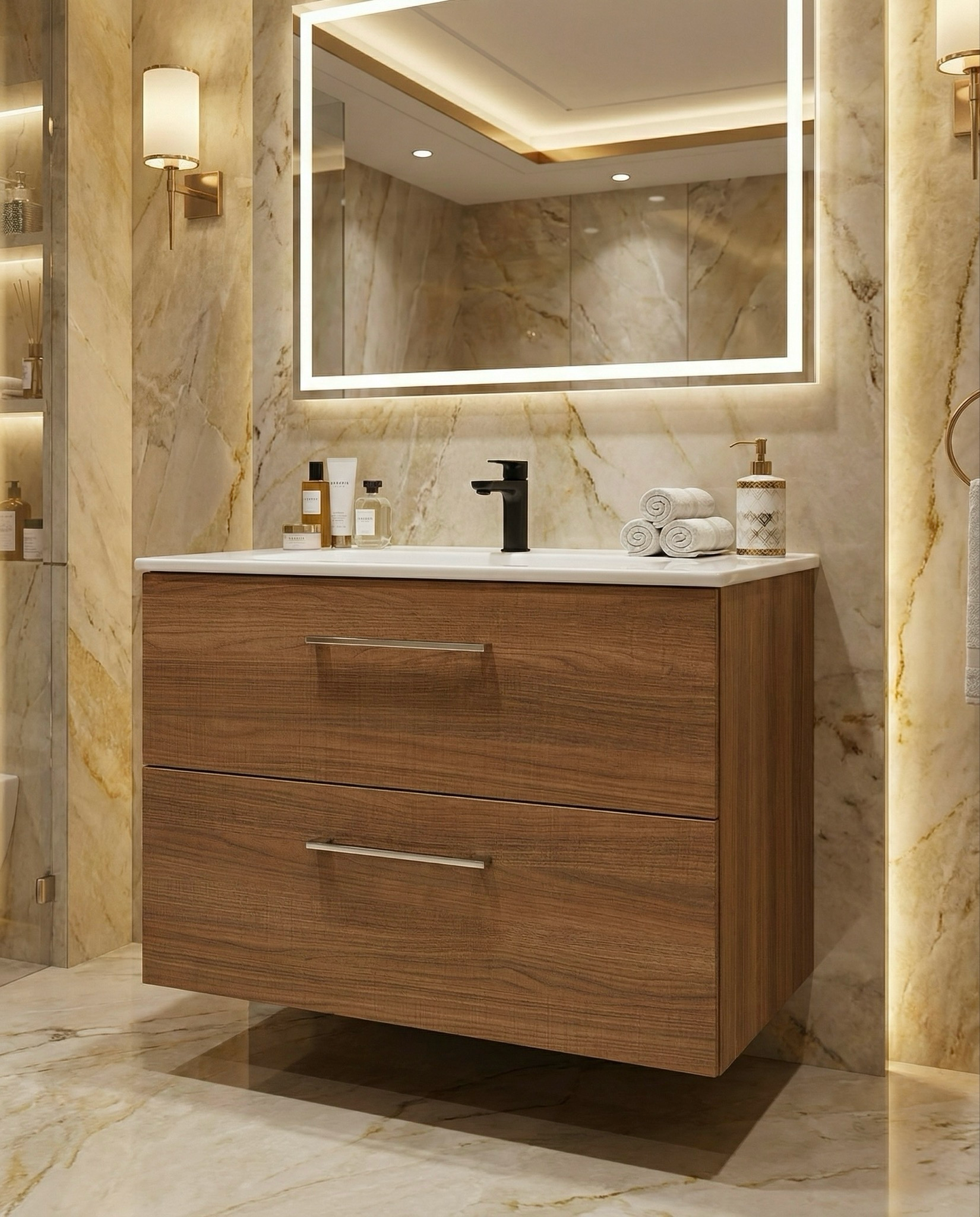 Meuble de salle de bains à deux tiroirs pour lavabo Geberit Selnova Square 80 cm (sans vasque) - vue 3