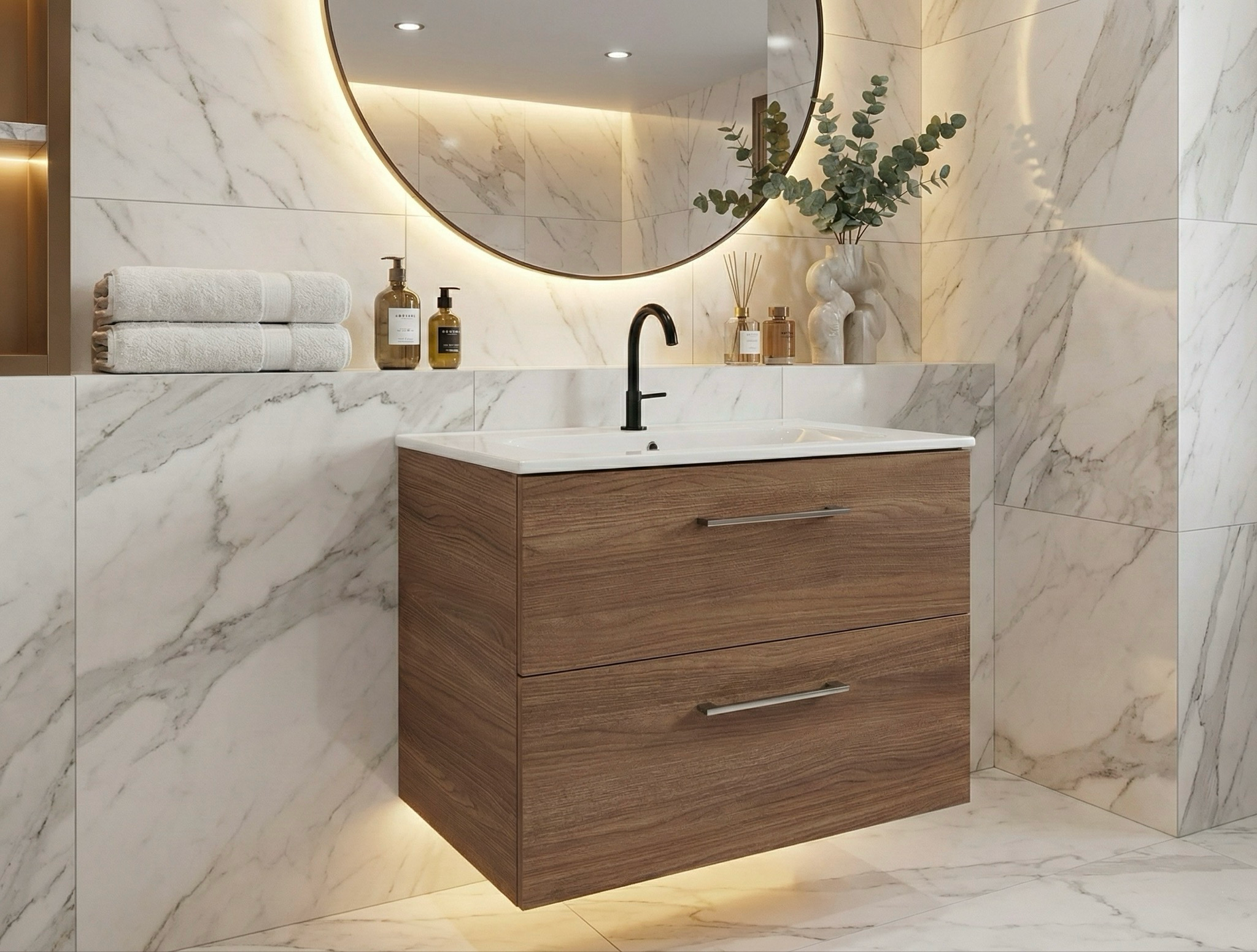 Meuble de salle de bains à deux tiroirs pour lavabo Geberit Selnova Square 80 cm (sans vasque) - vue 4