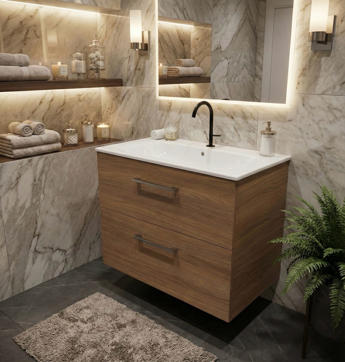 Geberit Selnova Square 80 cm Bathroom Vanity with Two Drawers (without Basin)