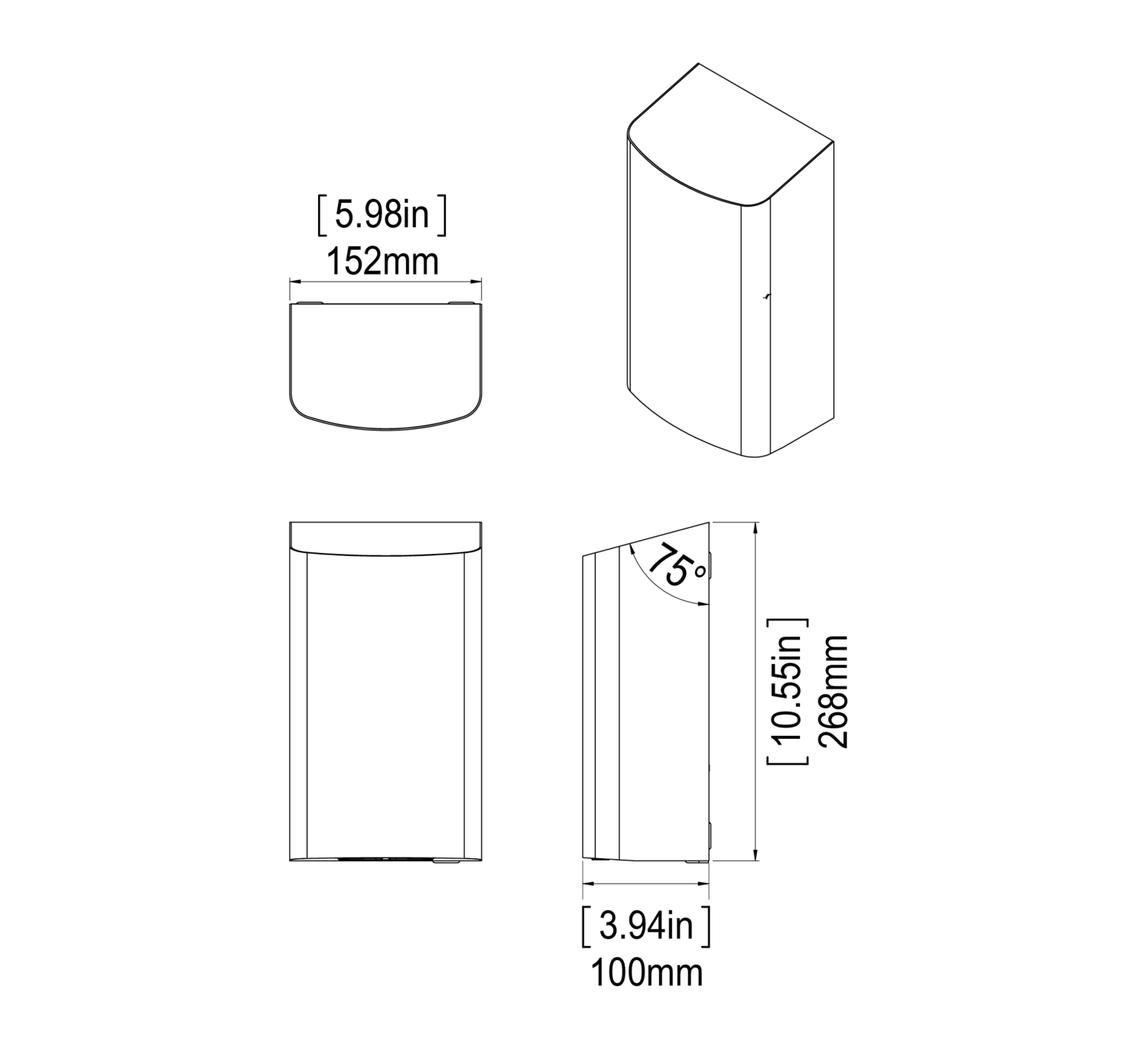 Sèche-mains en inox Presto C Dry mural compact automatique sans contact à air pulsé