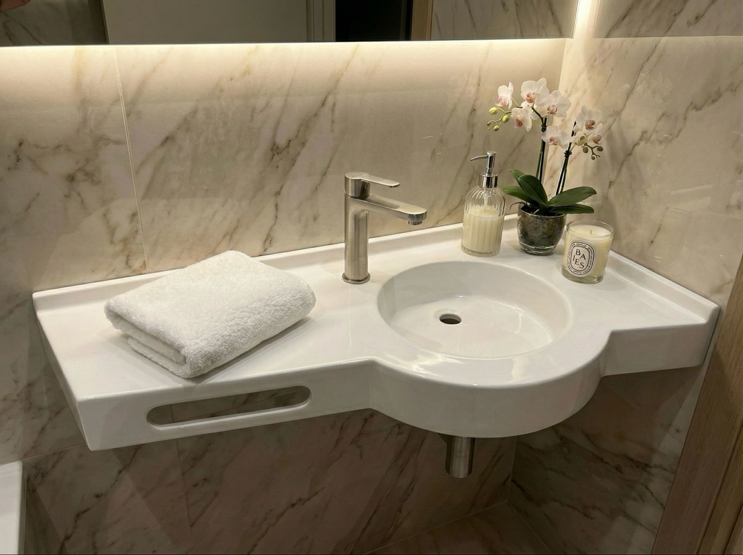 Helios right sink top 100 cm