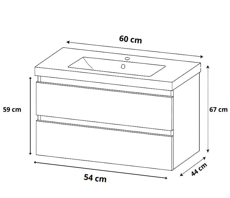 Meuble de salle de bains à deux tiroirs pour lavabo Geberit Smyle 60 cm (sans vasque) - vue 8