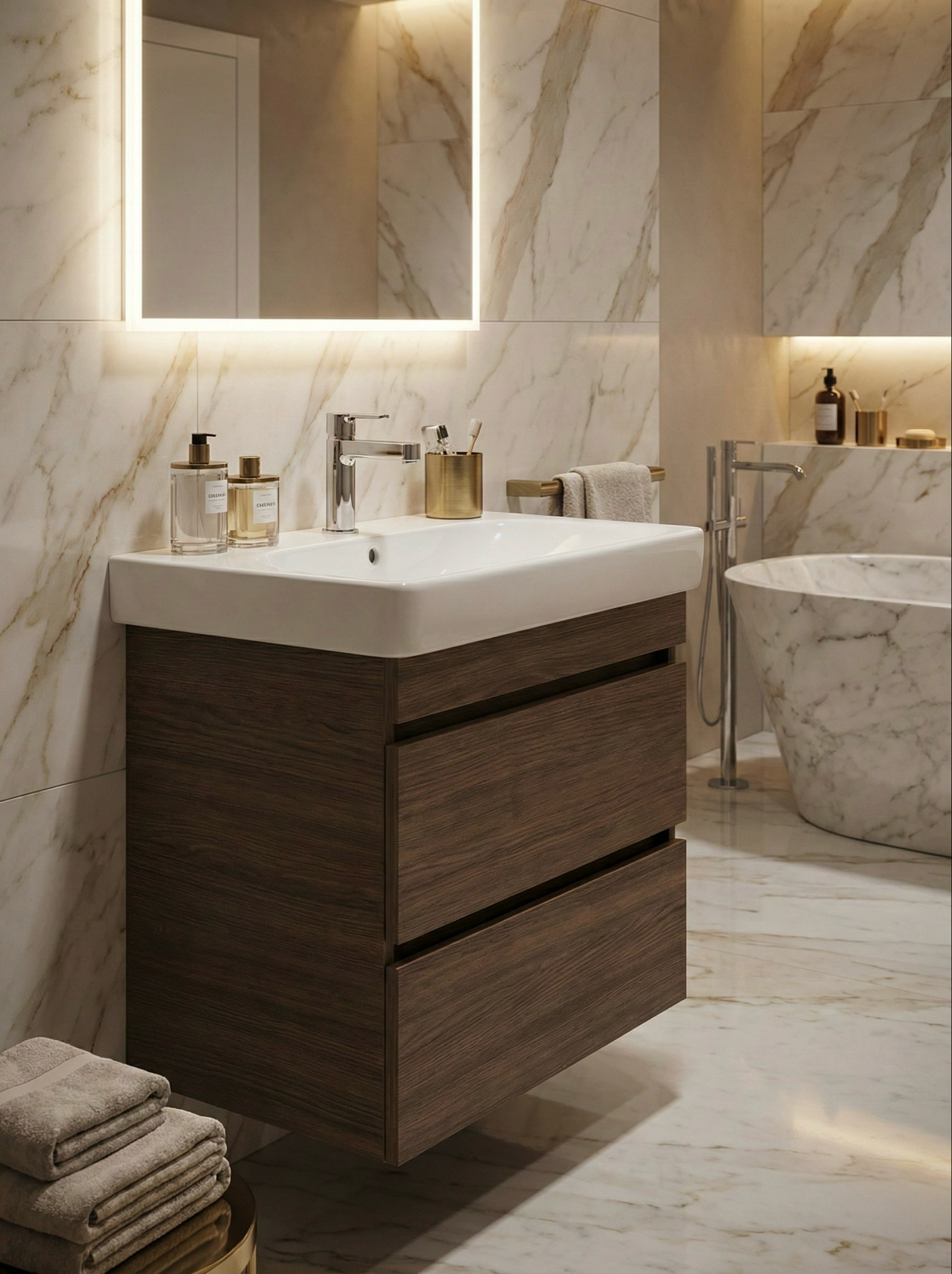 Meuble de salle de bains à deux tiroirs pour lavabo Geberit Smyle 60 cm (sans vasque) - vue 3