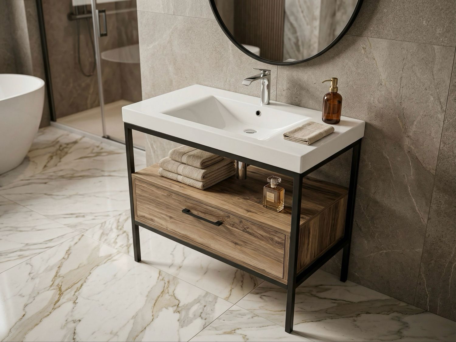 Bathroom Furniture on Legs Wave with One Drawer (without Basin)