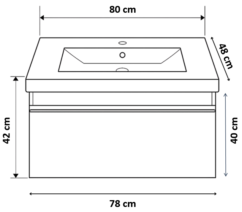 Meuble de salle de bains à un tiroir pour lavabo Geberit Selnova Square 80 cm (sans vasque) - vue 10