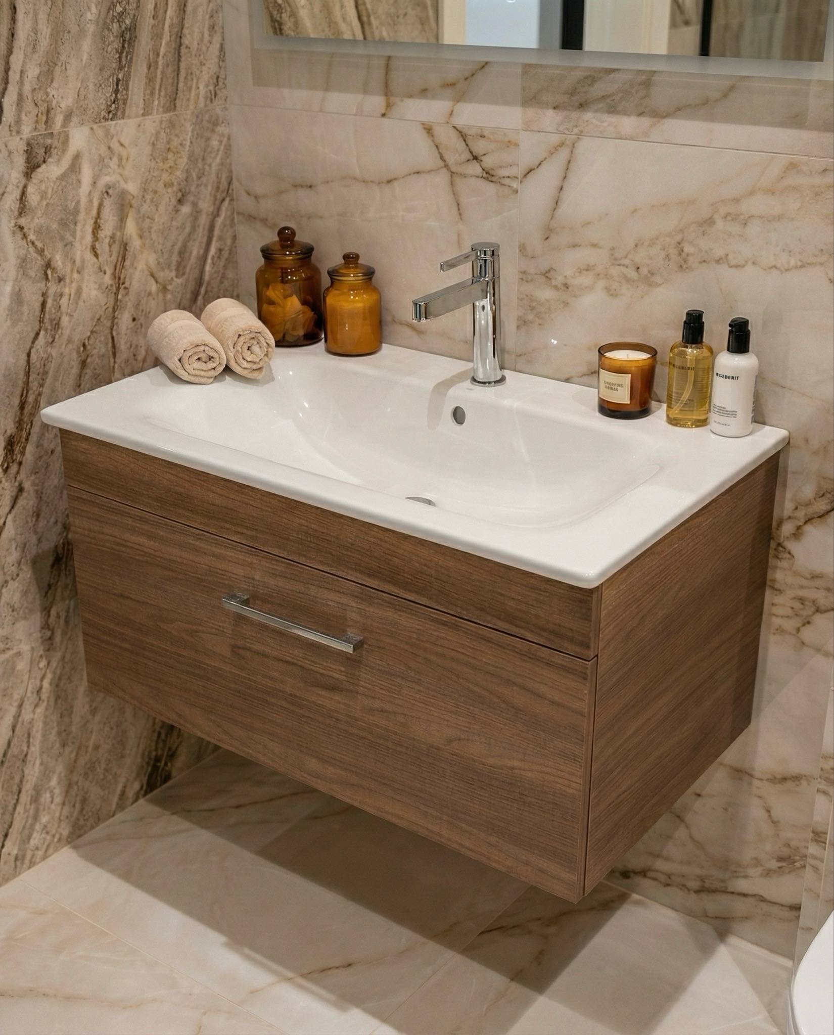 Meuble de salle de bains à un tiroir pour lavabo Geberit Selnova Square 80 cm (sans vasque) - vue 5