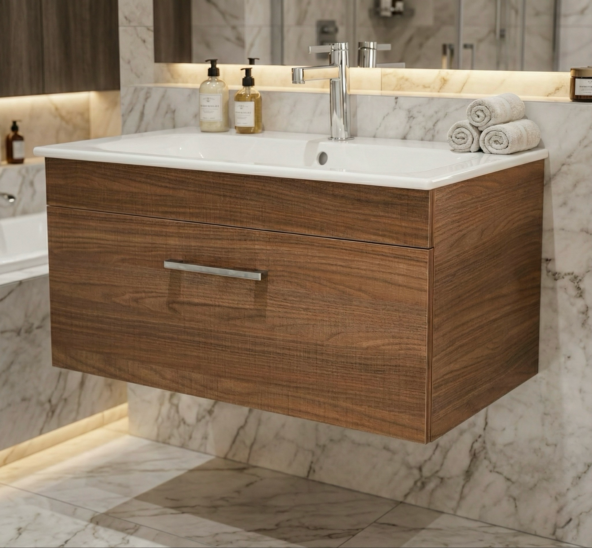 Meuble de salle de bains à un tiroir pour lavabo Geberit Selnova Square 80 cm (sans vasque) - vue 4