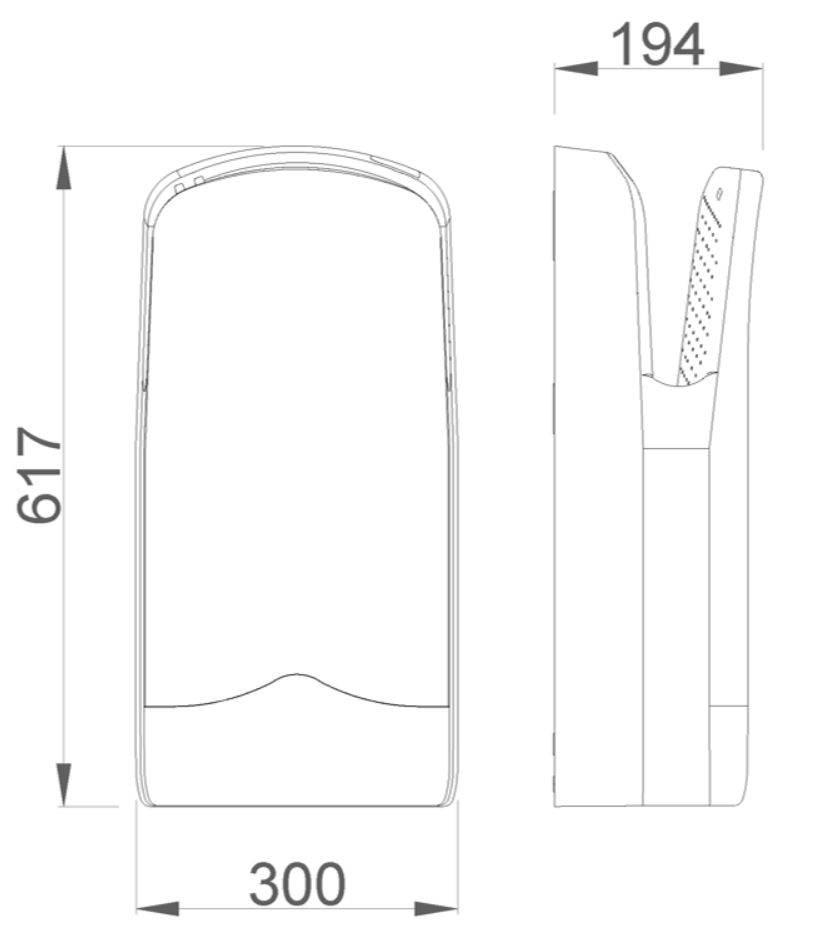 Sèche-mains avec capteur électronique Nofer V-JET en blanc