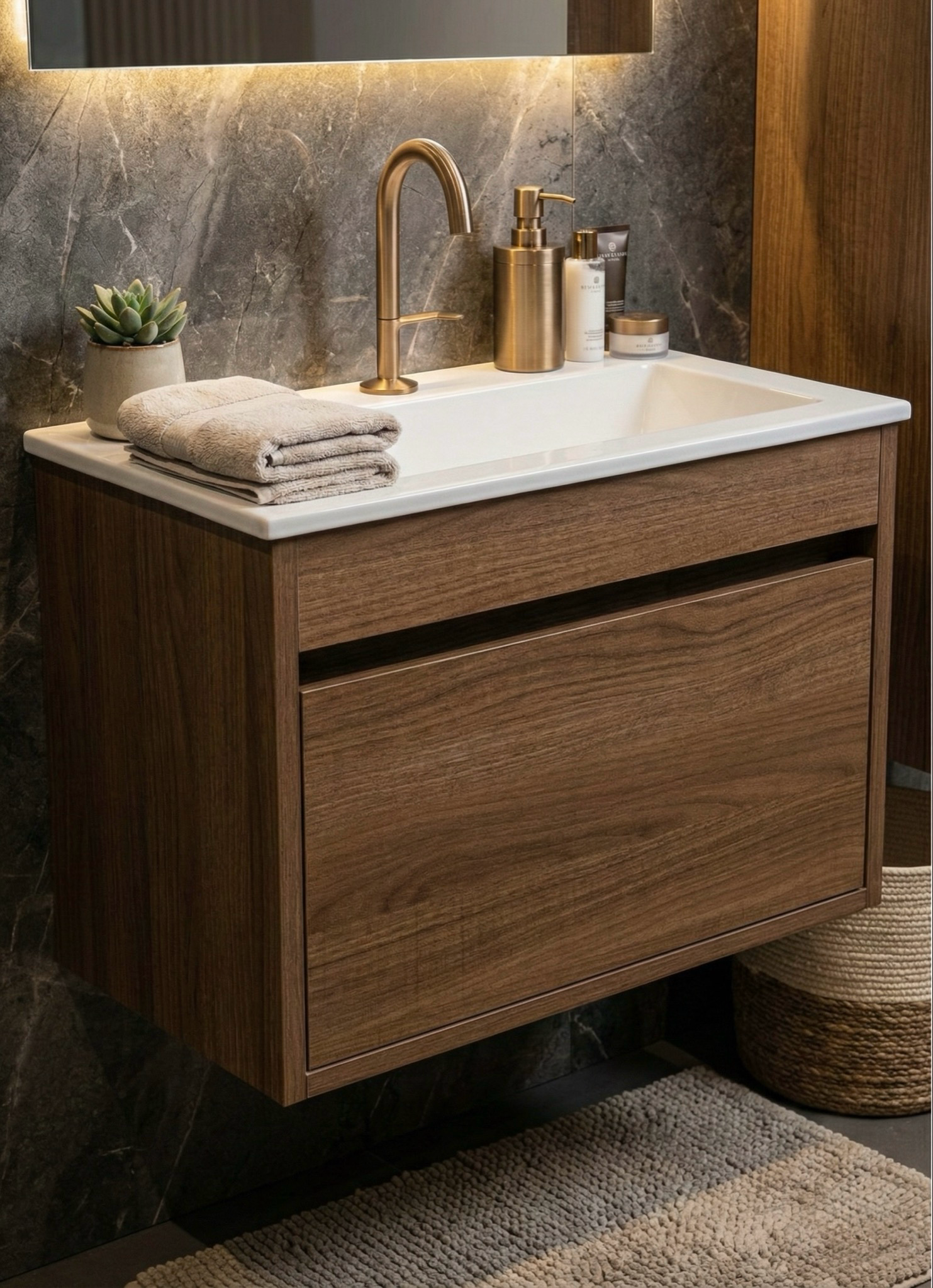 Meuble de salle de bains Oceana 56 cm à un tiroir (sans vasque) - vue 3