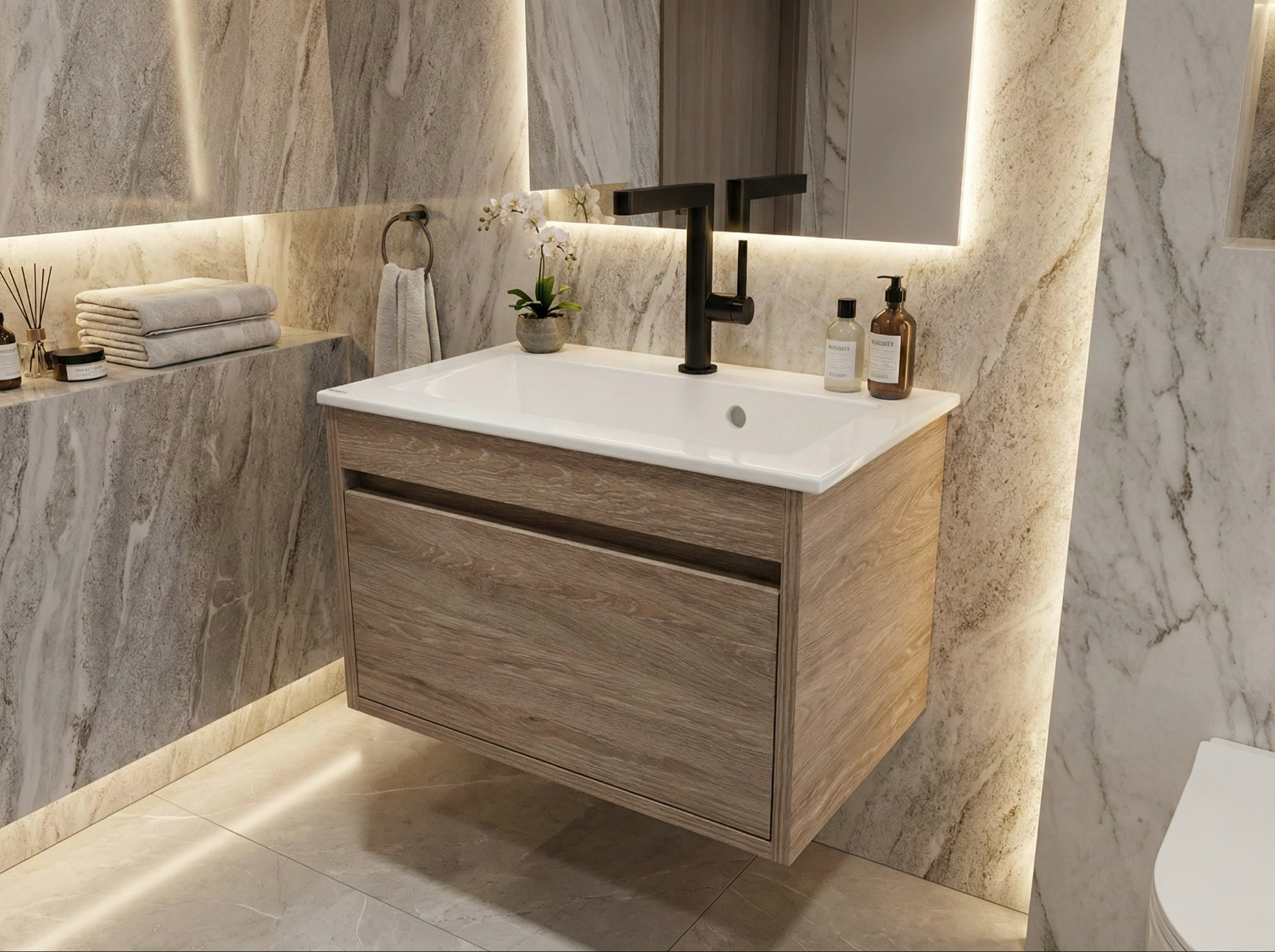 Meuble de salle de bains Oceana 56 cm à un tiroir (sans vasque) - vue 6
