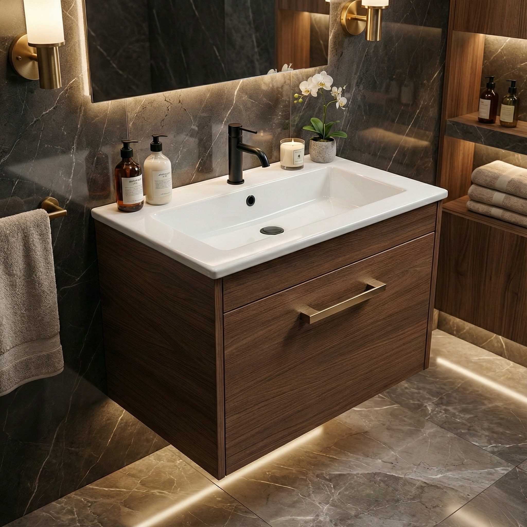 Meuble de salle de bains Oceana 56 cm à un tiroir (sans vasque) - vue 10