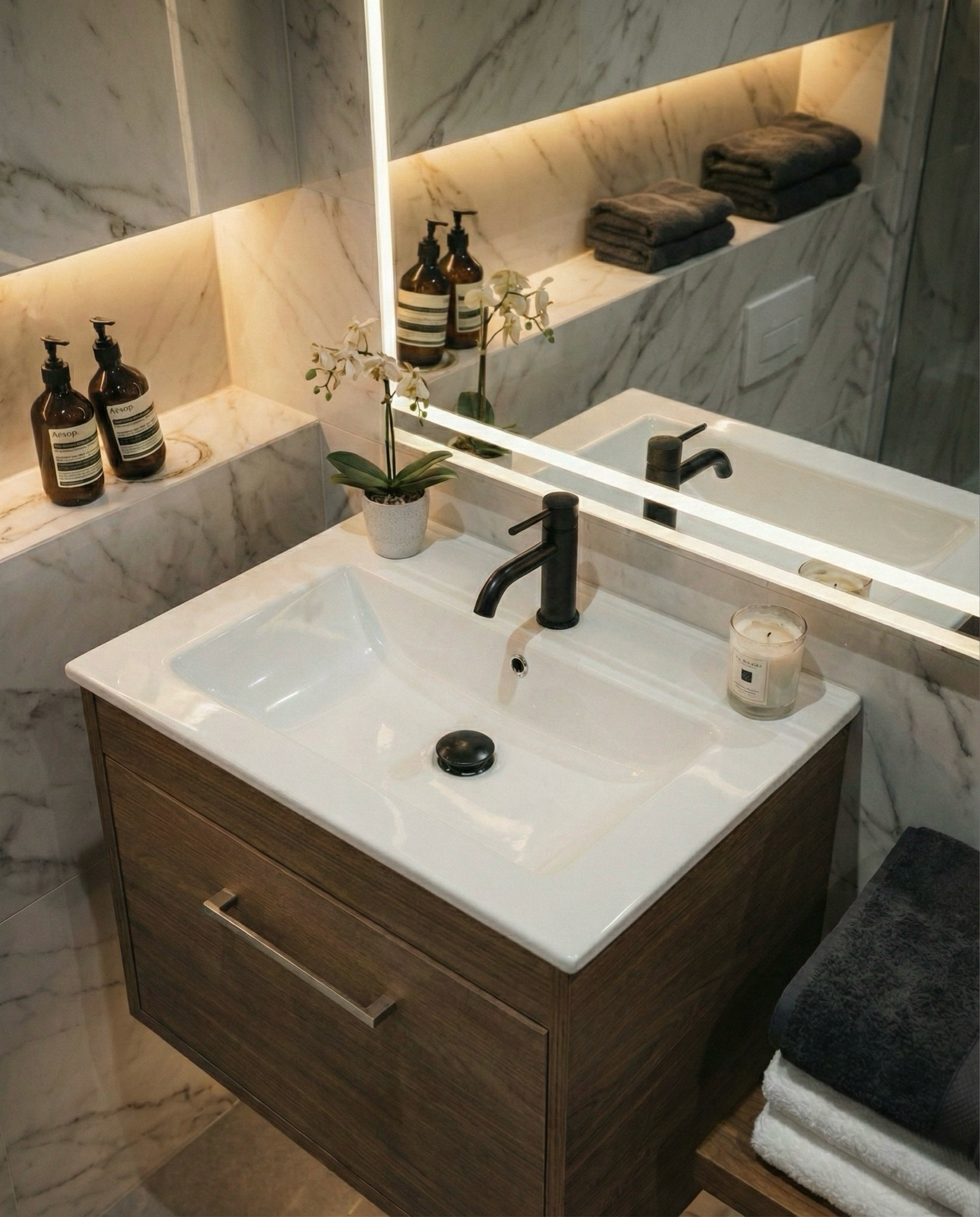 Meuble de salle de bains Oceana 56 cm à un tiroir (sans vasque) - vue 11