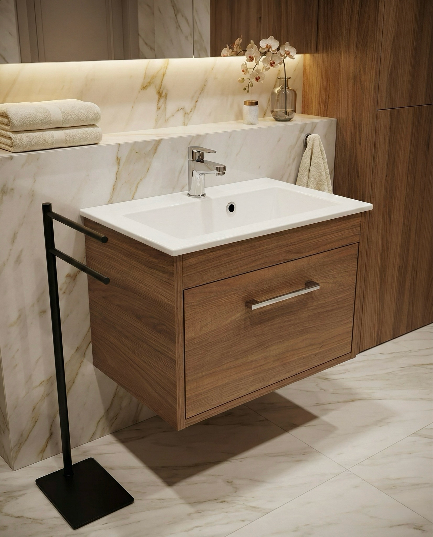 Meuble de salle de bains Oceana 56 cm à un tiroir (sans vasque) - vue 13