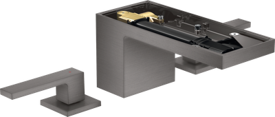 Mélangeur de lavabo 3 trous AXOR MyEdition 70 sans plaque, avec bonde push-open en noir chromé brossé