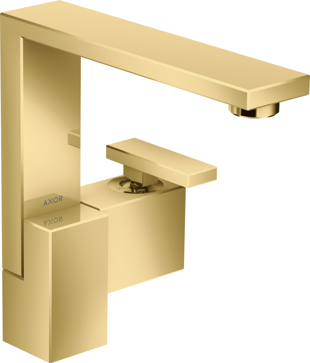 Mitigeur de lavabo Axor Edge 190 avec bonde push-open en doré poli