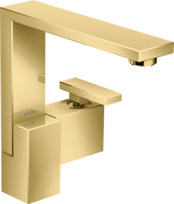 Mitigeur de lavabo Axor Edge 190 avec bonde push-open en doré poli