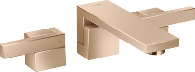 Mélangeur de lavabo 3 trous encastré AXOR Edge 190 avec bonde push-open en or rouge poli
