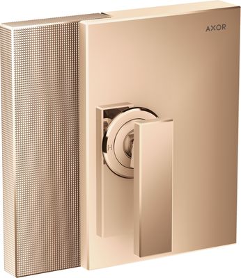 Set de finition pour mitigeur de douche encastré AXOR Edge coupe diamant en or rouge poli
