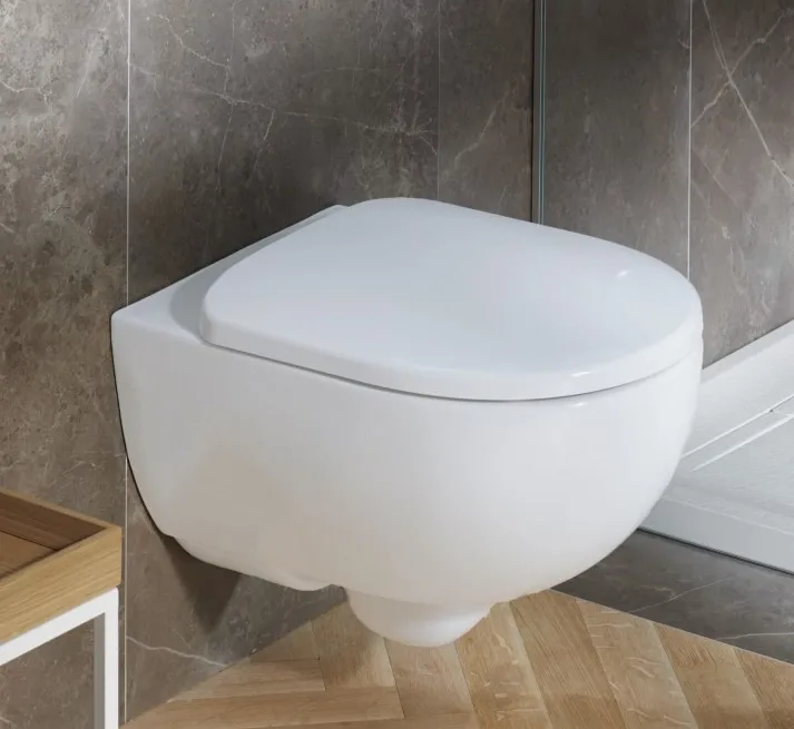 Geberit Selnova Premium Rimfree Wall-Hung Toilet Pack with Hidden Fixings and Removable, Antibacterial Soft-Close Seat