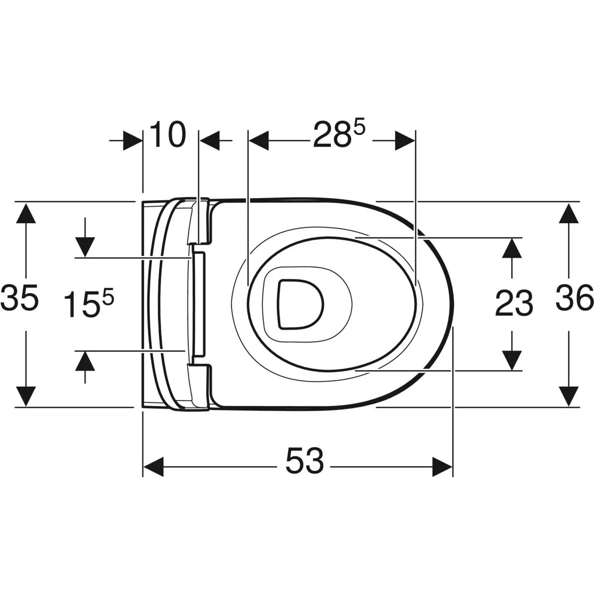 Pack cuvette suspendue Geberit Selnova Premium rond carénée Rimfree avec fixations cachées et abattant à abaissement automatique déclipsable antibactérien — vue 4
