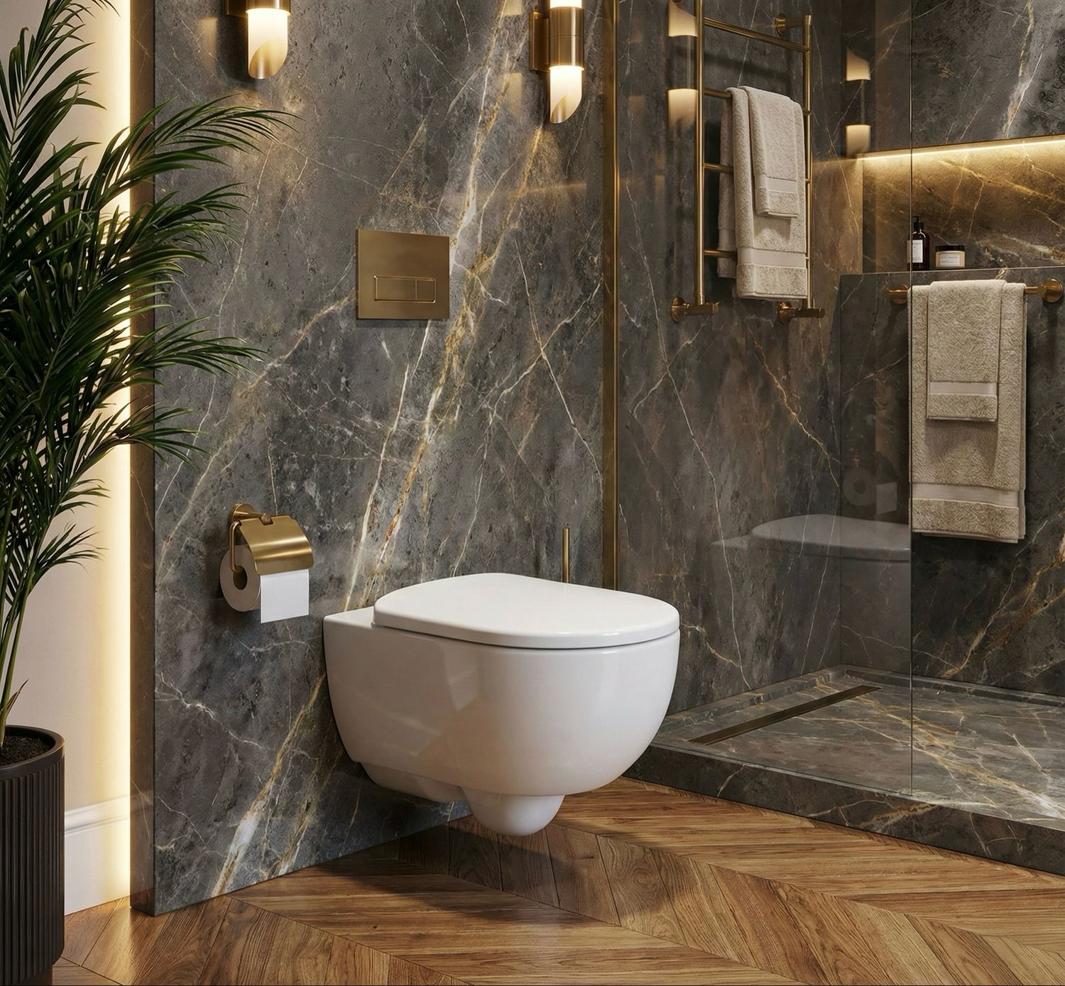 Geberit Selnova Premium Rimfree Wall-Hung Toilet Pack with Hidden Fixings and Removable, Antibacterial Soft-Close Seat