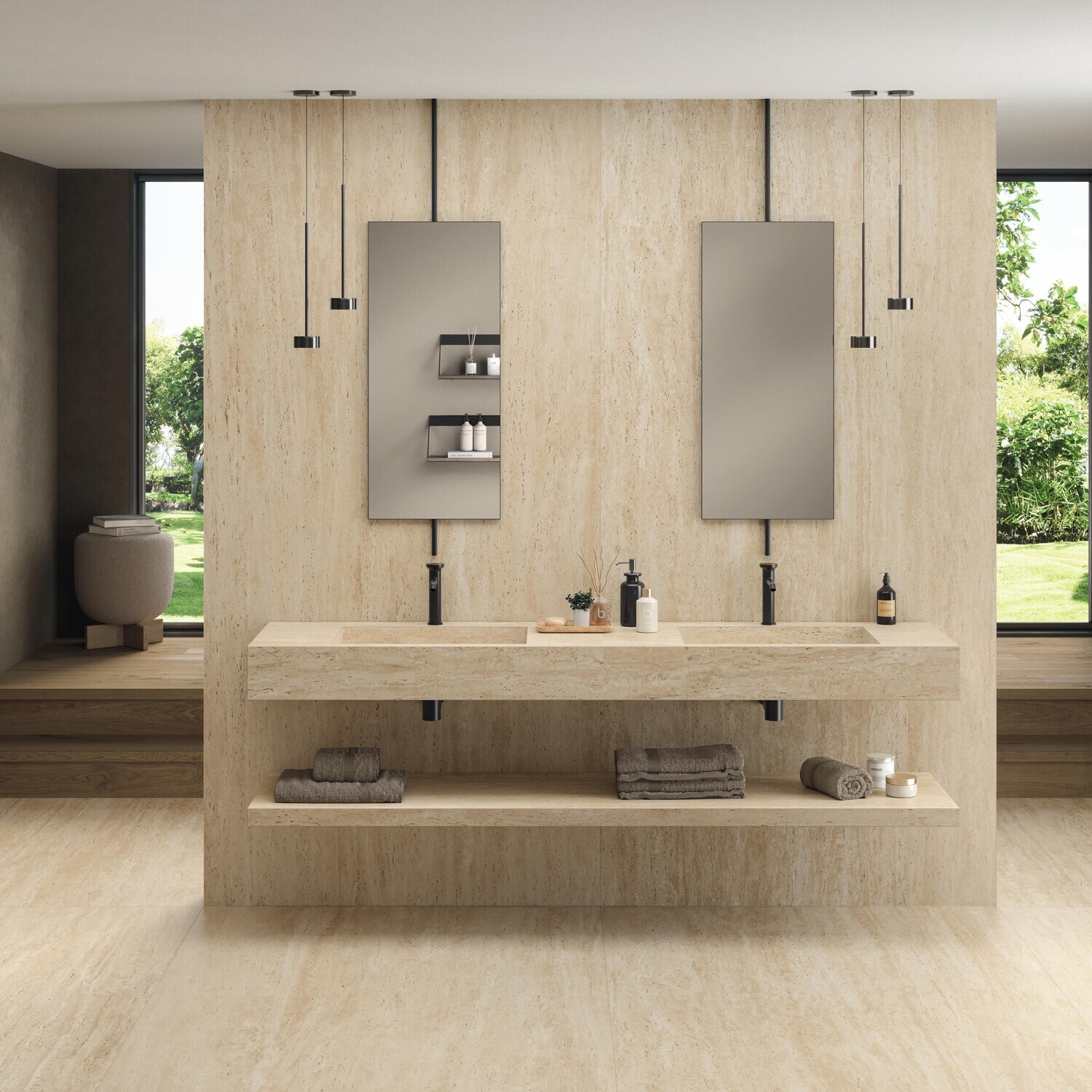 Grès cérame Marvel Travertine Sand Vein mat R10 60 x 120 cm - Atlas Concorde — vue 5