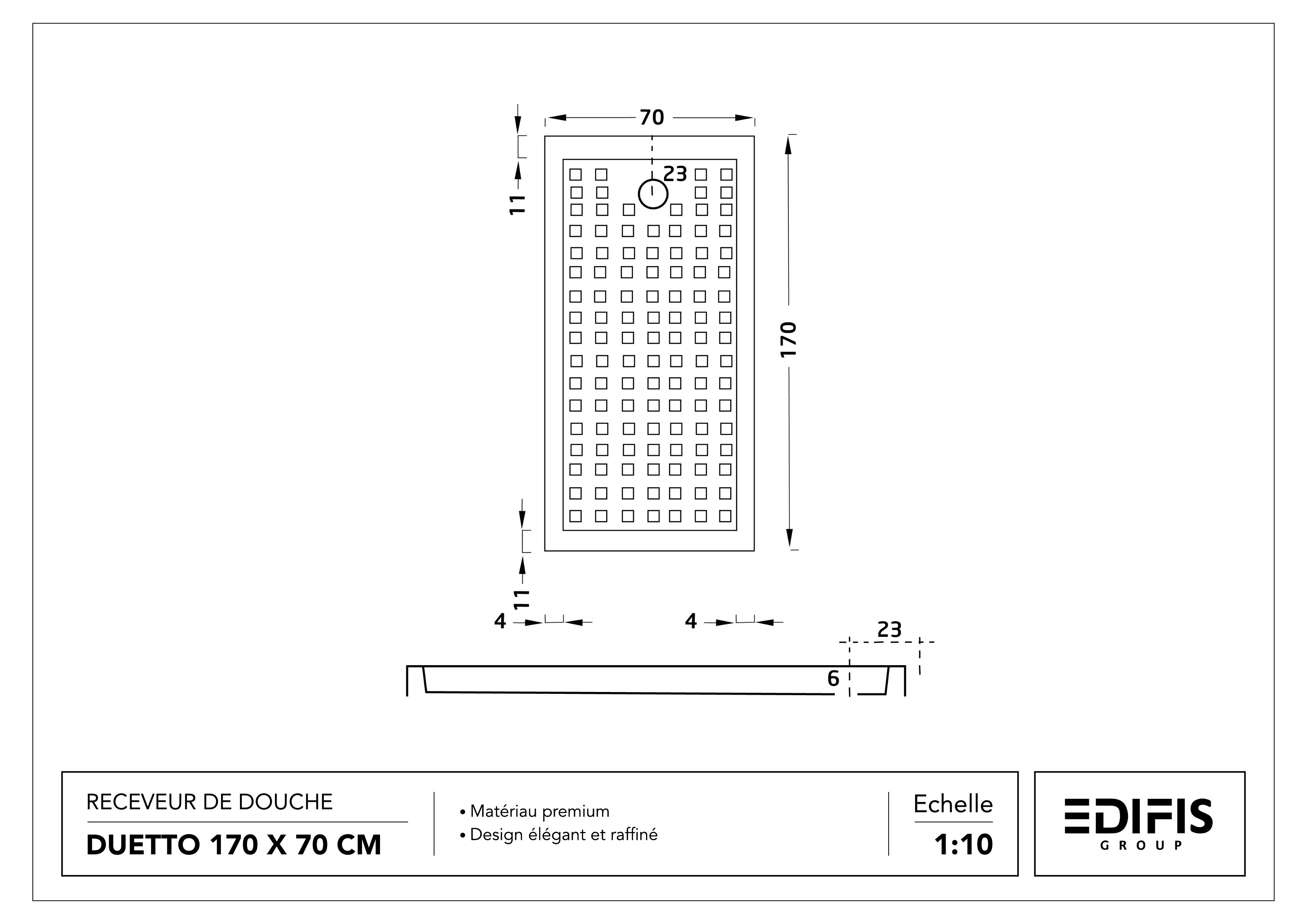 Receveur Duetto 170 x 70 cm sans vidage - vue 3