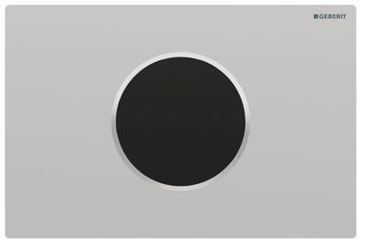 Geberit Sigma10 plaque de déclenchement infrarouge électronique chromé mat avec anneau design chromé brillant.