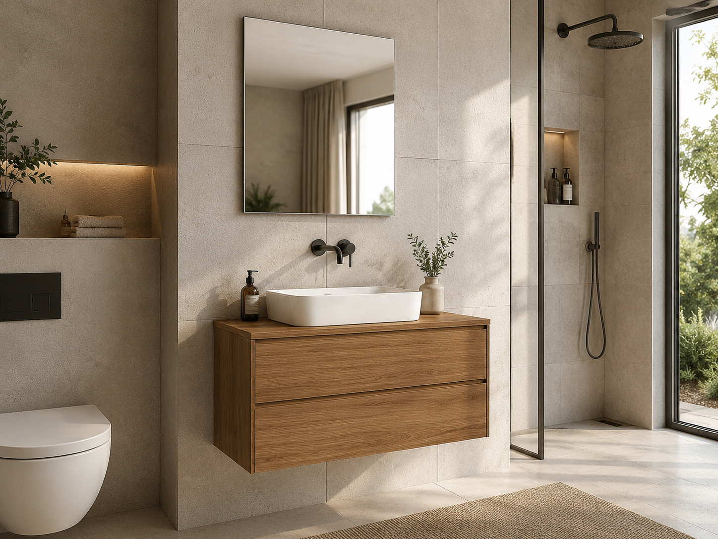 Miroir de salle de bains sans cadre avec couvre chant MDF - vue 3