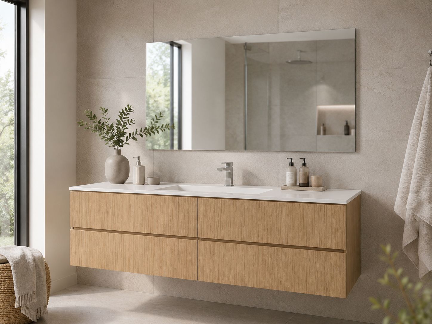 Miroir de salle de bains sans cadre avec couvre chant MDF