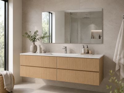 Miroir de salle de bains sans cadre avec couvre chant MDF
