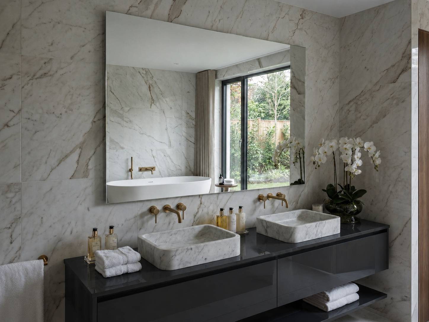 Miroir de salle de bains sans cadre avec couvre chant High Gloss - vue 2