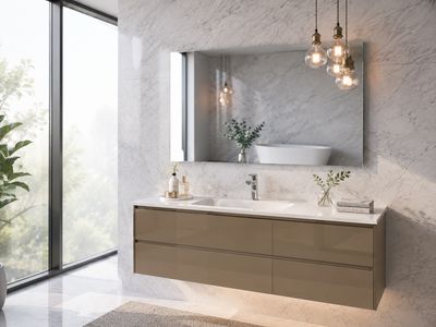 Miroir de salle de bains sans cadre avec couvre chant High Gloss