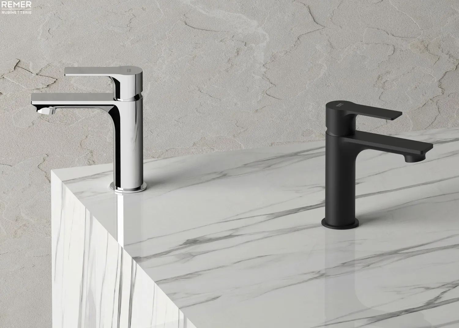 Mitigeur de lavabo Remer Energy 100 en laiton chromé avec tirette et vidage — vue 3