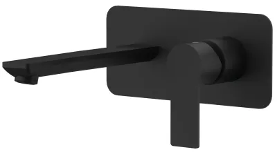 Matte Black Brass Wall-Mounted Faucet with Horizontal Plate Remer Energy