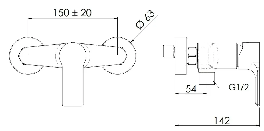 Shower mixer with front lever Remer Energy in chrome-plated brass