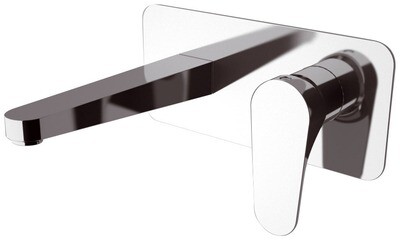 Robinet mitigeur mural chromé Remer Classline pour lavabo, avec bec fixe de 18 cm et cartouche en céramique.