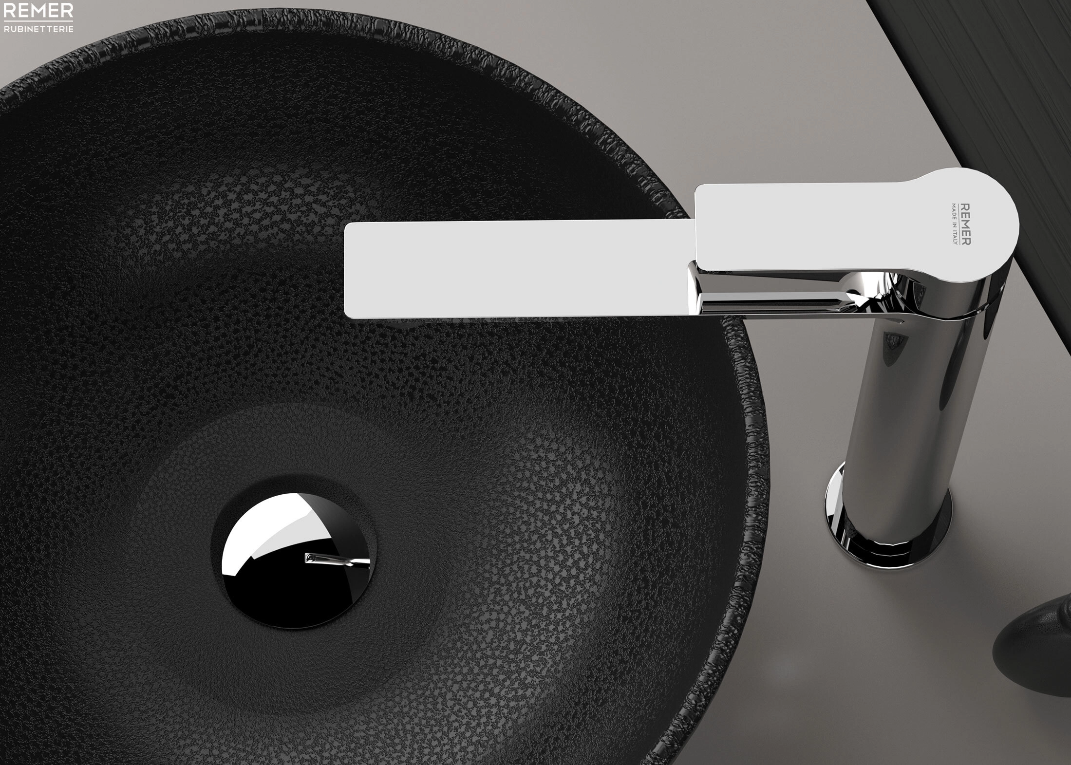 Mitigeur de lavabo Remer Energy 240 avec vidage clic-clac en laiton chromé - vue 2
