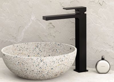 High-Rise Basin Mixer Remer Absolute 274 with Click-Clack Drain in Matte Black
