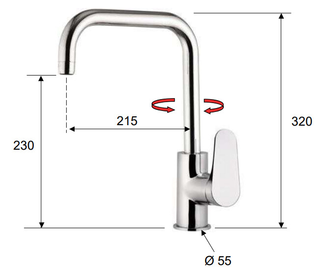 Mitigeur de cuisine Remer Classline avec bec orientable en laiton chromé — vue 2