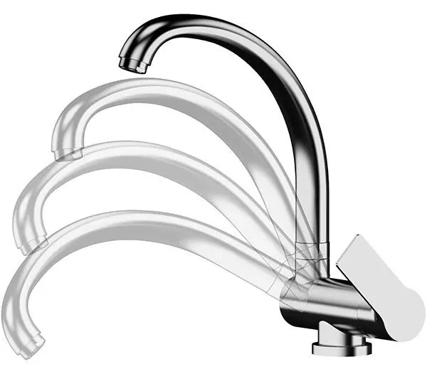 Robinet de cuisine Remer Energy, chromé, haut, bec rétractable, modèle sous fenêtre, finition métallique brillante, 290 mm de long.