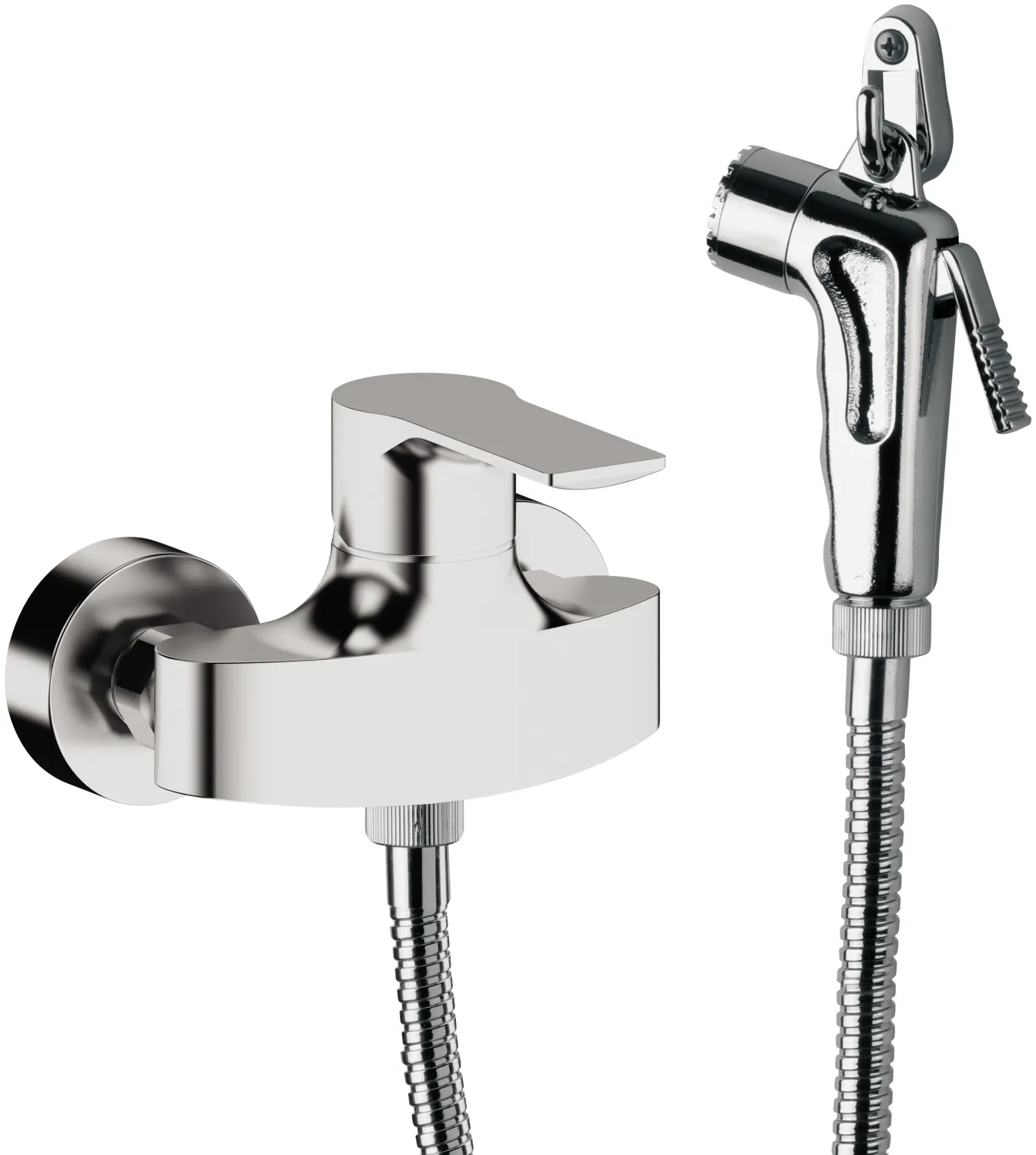 Hygienic WC Set with Exposed Mixer Remer Energy in Chrome-Plated Brass