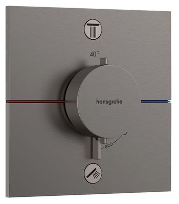 Set de finition pour mitigeur thermostatique encastré Hansgrohe ShowerSelect Comfort E en noir chromé brossé
