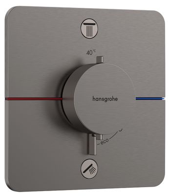 Set de finition pour mitigeur thermostatique encastré Hansgrohe ShowerSelect Comfort Q en noir chromé brossé