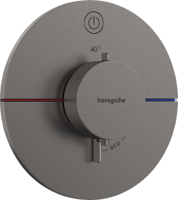 Set de finition pour mitigeur thermostatique encastré Hansgrohe ShowerSelect Comfort S en noir chromé brossé avec 1 fonction