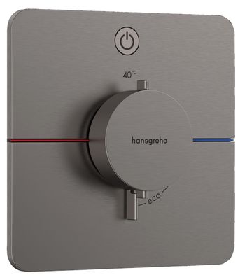 Set de finition pour mitigeur thermostatique encastré Hansgrohe ShowerSelect Comfort Q avec 1 fonction en noir chromé brossé
